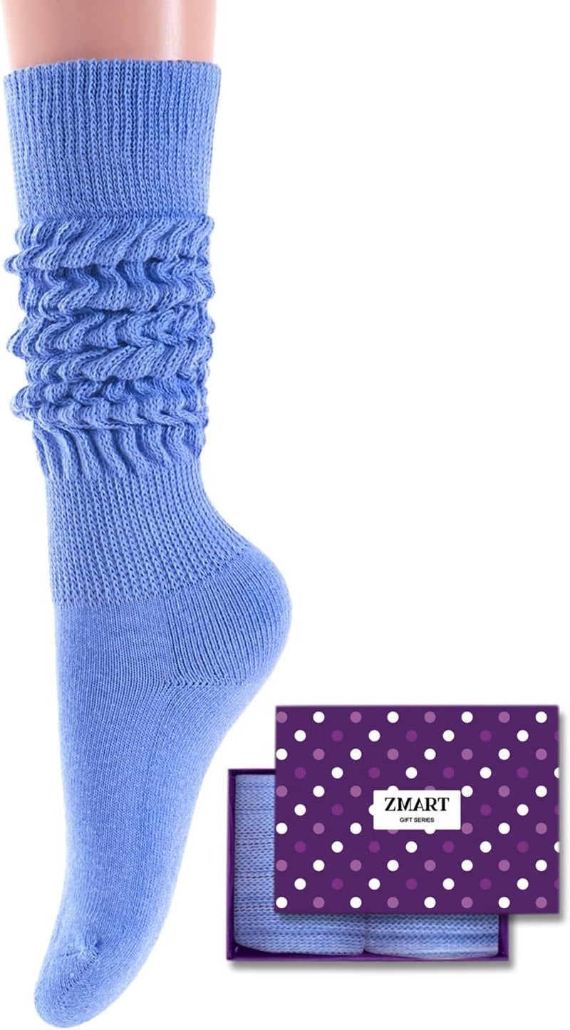 Zmart Women Slouch Socks - Cozy Scrunch Socks, 80s Style in White, Black, Orange & Cream - Image 1